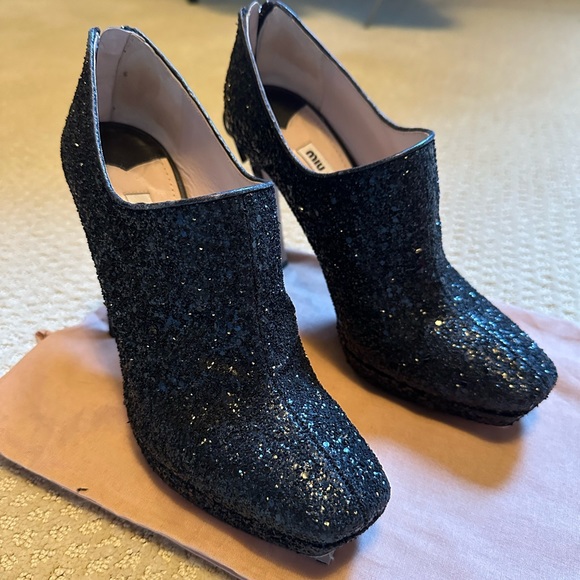 Miu Miu Calzature Donna - Nero Glitter Platform Heels - Picture 3 of 8